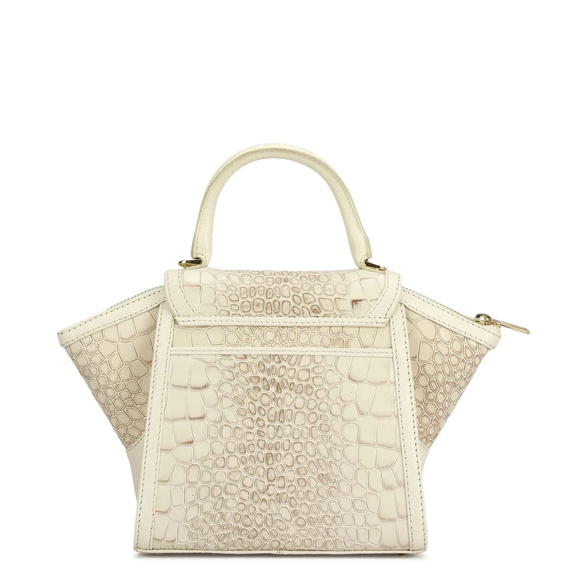 Da Milano Marshmallow Small Croco Leather Satchel - Marshmallow for Women | Best Price UAE